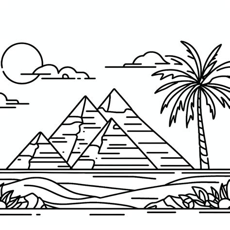 View Of Pyramids Of Giza In Egypt 🏜️🇪🇬 Coloring Page