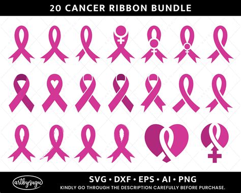 Pink Cancer Ribbon Svg Awareness Ribbon Svg Bundle Breast Etsy