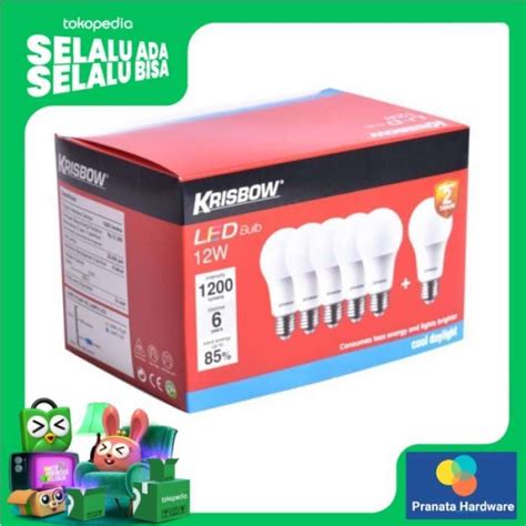 Promo Krisbow Set Bohlam Led 12 W Putih Bulb Led White Pac 6 Fitting