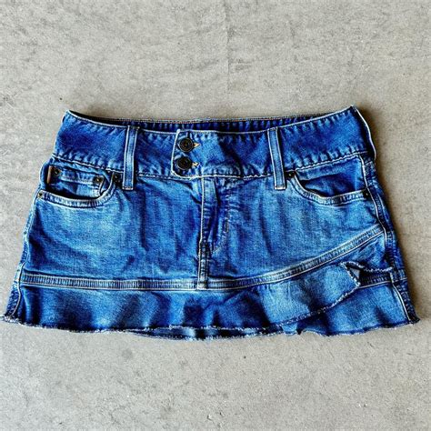 Vintage Y2k Hollister Ultra Mini Denim Skirt Waist Depop