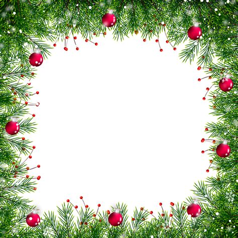 Christmas Border Decoration With Pine Branches Christmas Ball T Balance And Snowflex 27395310 Png