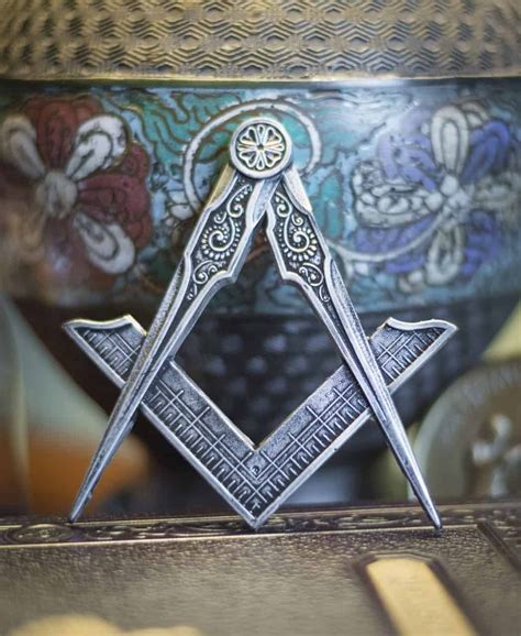 Metallic Square And Compass Emblem Without Letter G Masonic Symbols Masonic Ts Masonic