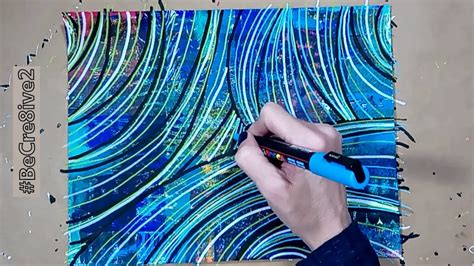 Drawing An Abstract With Posca Pens On Painted Paper Youtube