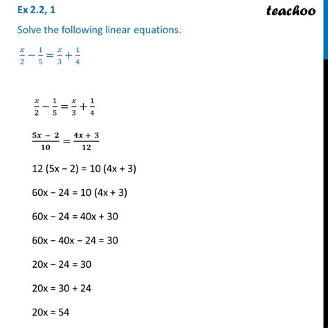 Ex 2 2 1 Solve X 2 1 5 X 3 1 4 Chapter 2 Class 8