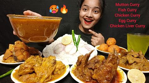 Asmr Spicy Fish Curry Chicken Curry Egg Curry Chicken Liver Curry