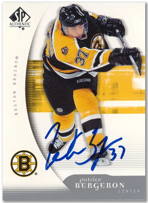 Patrice Bergeron Autographed Upper Deck Sp Boston Bruins Hockey