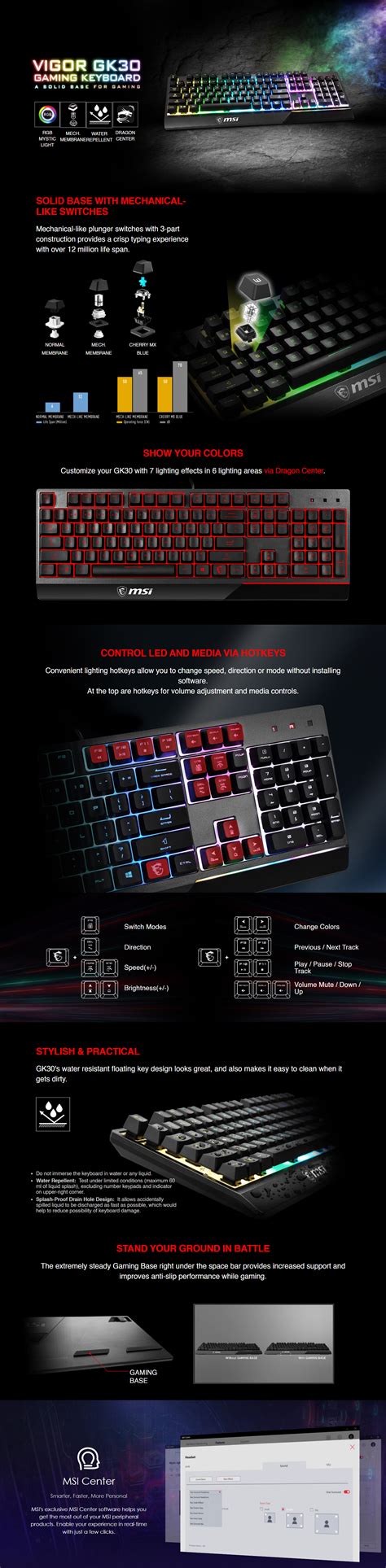 MSI Vigor GK30 Mechanical Gaming Keyboard VIGOR GK30 US Msy Au