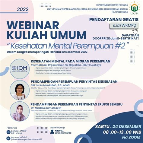 Webinar Kuliah Umum Kesehatan Mental Perempuan Fk Unusa