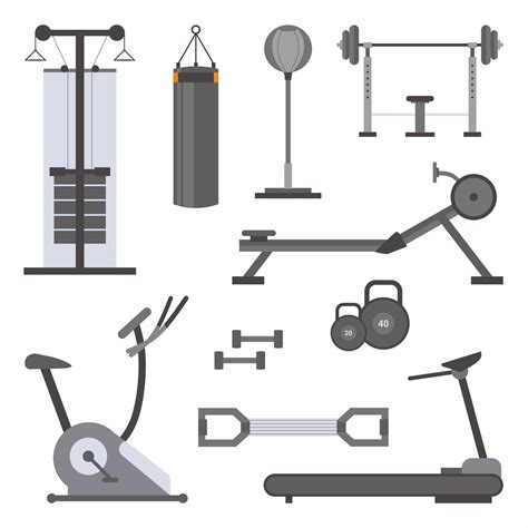 Vector Conjunto De Iconos Planos De Herramientas De Fitness