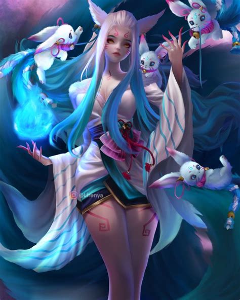 ArtStation Ahri Spirit Blossom Ult Form Hushtail Lirenya