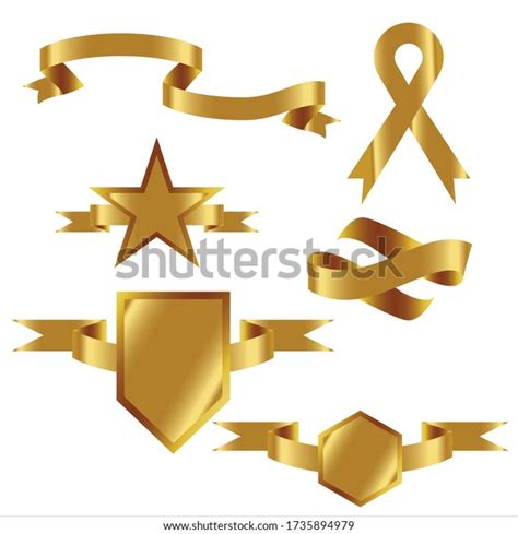 Gold Ribbon Set Isolated Celebration Winner Stock Vector Royalty Free 1735894979 Shutterstock