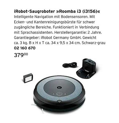 Irobot Saugroboter Roomba I3 I3156 Angebot Bei Tchibo 1Prospekte De