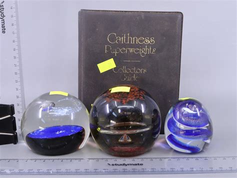 Lot 3x Paperweights 1 Signed To Base Comet Caithness Scotland 8013000 And A Caithness