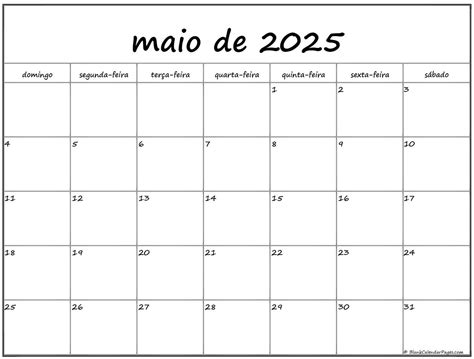 Calendário De Maio De 2025 - GITEDU