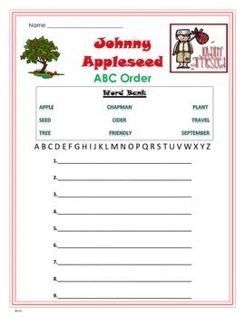 Johnny Appleseed Abc Order By Teacherlcg Tpt