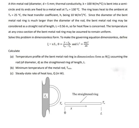 Solved A thin metal rod (diameter, d=5 mm; thermal | Chegg.com