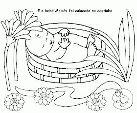 Ensino Biblico Infantil Para Colorir Bebê Moisés