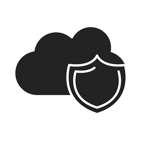 Cyber Security And Information Or Network Protection Cloud Computing Shield Silhouette Style