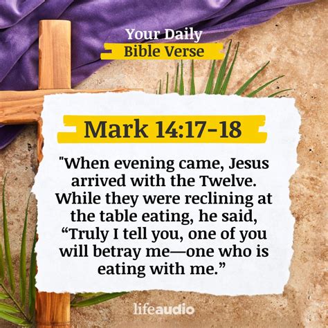 Lent Jesus Speaks Of Betrayal Mark 14 17 18 Your Daily Bible Verse Podcast Listen Notes