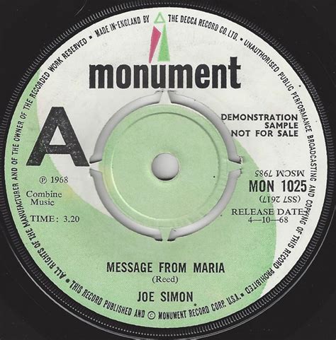 Joe Simon Message From Maria I Worry About You 1968 Vinyl Discogs