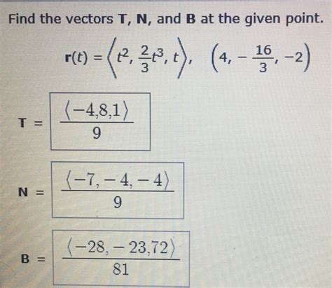 Solved Find The Vectors T N And B At The Given Point R T