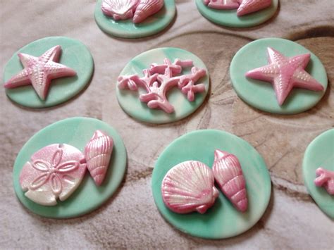 Seashell Beach Cupcake Cookie Toppers Fondant Etsy