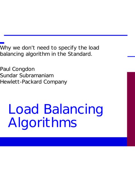 Load Balancing Algorithms