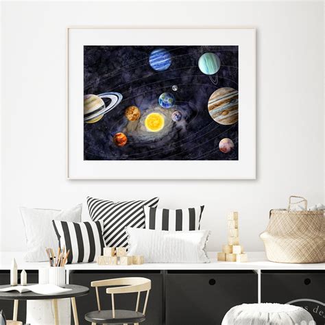 Solar System Watercolor Art | Space Poster Print | Tiny Toes Design