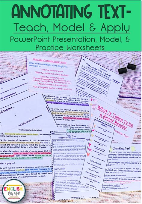 Annotating Text Teach Model And Apply English Oh My Middle School Reading Activities High