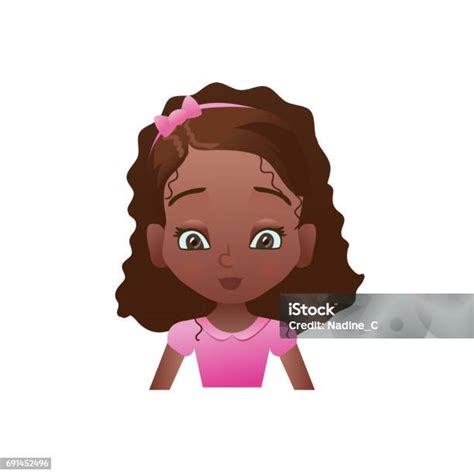 Tenang Wajah Gadis Afrika Dengan Kartun Ikon Emoji Wanita Atau Avatar