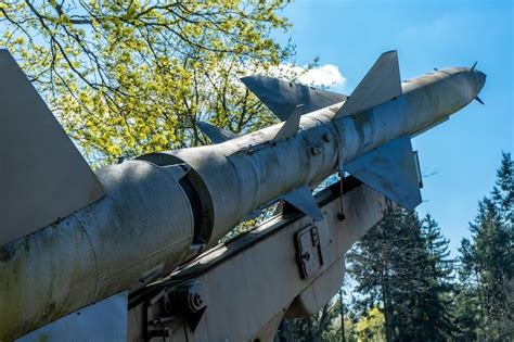 Premium Photo | An old cruise missile aimed at the sky cruise missile launcher