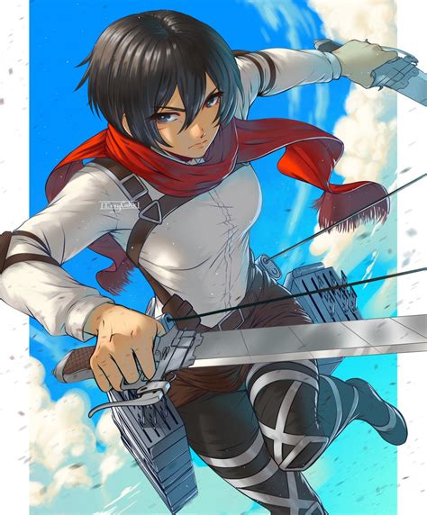 ミカサ・アッカーマン進撃の巨人 「i Had The Honor Of Drawing Mikasa Ackerm」issy🌟🍒のイラスト