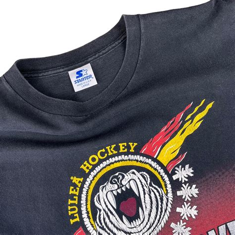 Starter T-shirt 90s Lulea Hockey Sweden graphic... - Depop