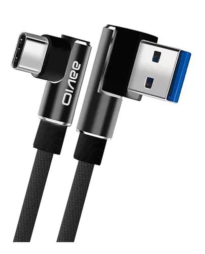 Cable Usb Tipo C De 3 Metros En L 90 Grados Carga Rápida De Datos