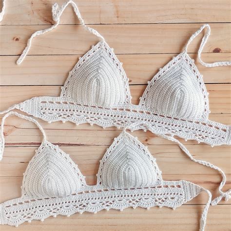White Crochet Bra Top Crochet Lace Bikini Top Vacation Etsy