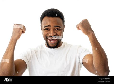 Portrait Of Amazed Excited African American Man Achieving His Goal Or