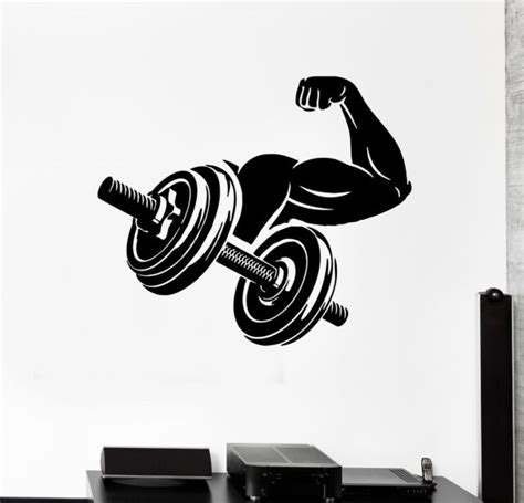 Wall Decal Fitness Sport Gym Muscles Arm Dumbbell Vinyl Sticker Ed1510