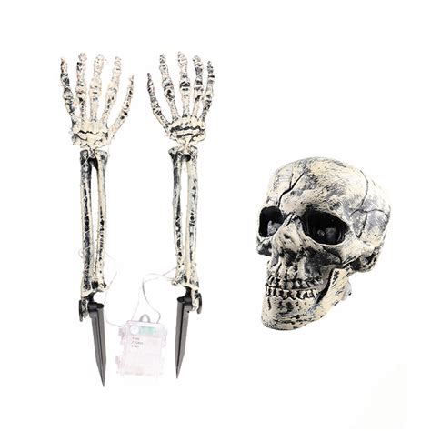 3 Pack Realistic Looking Skeleton Stakes Graveyard Yard Stakes Halloween Skeleton Light Up