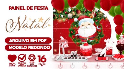 Painel Festa Natal Papai Noel Usando Folhas A Para Imprimir