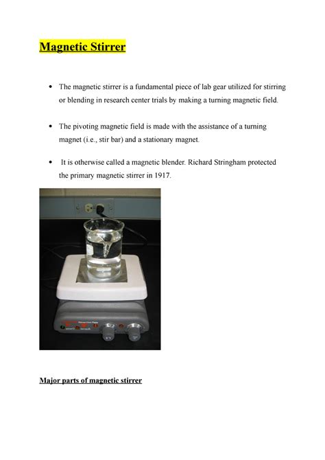 Magnetic Stirrer Useful Lecture Notes Magnetic Stirrer The Magnetic