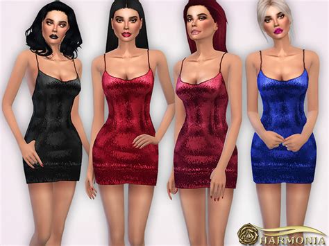 Strappy Sequin Bodycon Dress By Harmonia Sims 4 Female Clothes