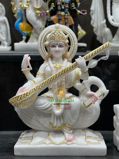 Hindu White Marble Saraswati Maa Statue For Worship At Best Price In