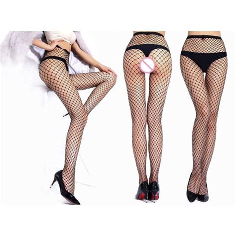 Collant Collant filet ouvert pour femme lingerie sexy en résille taille haute pièce tt