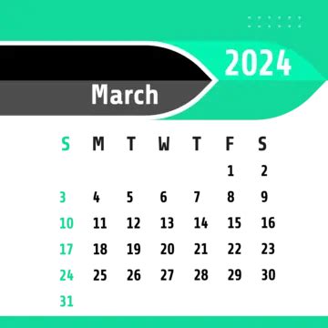 Calendário Transparente Março 2024 Vetor PNG Março De 2024