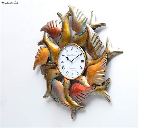 Buy Multicolour Birds Decorative Iron Wall Clock at 23% OFF Online ...