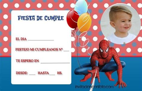 Invitaciones De Cumpleanos De Spiderman Con Foto Invitaciones De