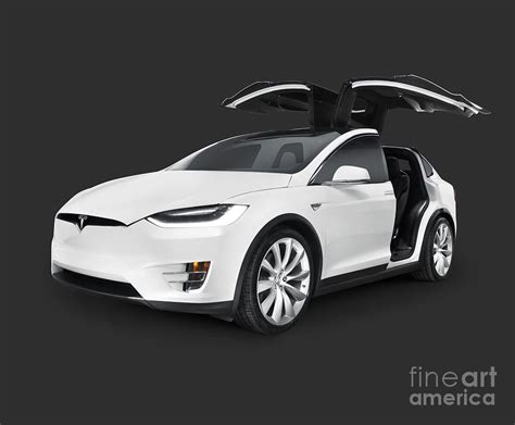 Tesla Model X Luxury Suv Electric Car With Open Falcon-wing Doors Art ...