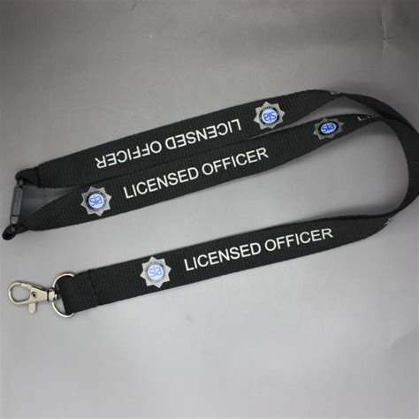 Sia Licensed Officer Black Neck Lanyard With Logo Hw172 Hire