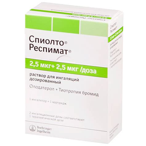 Спиолто Респимат 2,5 мкг+2,5 мкг/доза раствор для ингаляций картридж 4 ...