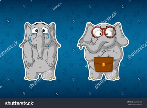 Stickers Elephants Crying Dropping Tears Lowering Stock Vector (Royalty ...